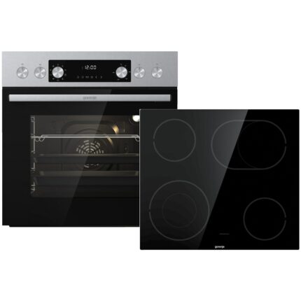 GORENJE Steel Heißluft Set (Einbauherd BCA6737AO5X und Kochfeld ECDA643SC) , Einbauherdset (Glaskeramik, A, 73 l)